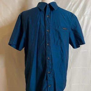 Men's Oakley Shirt Button-up Short Sleeve Regular Fit Blue Lightweight Sz Medium